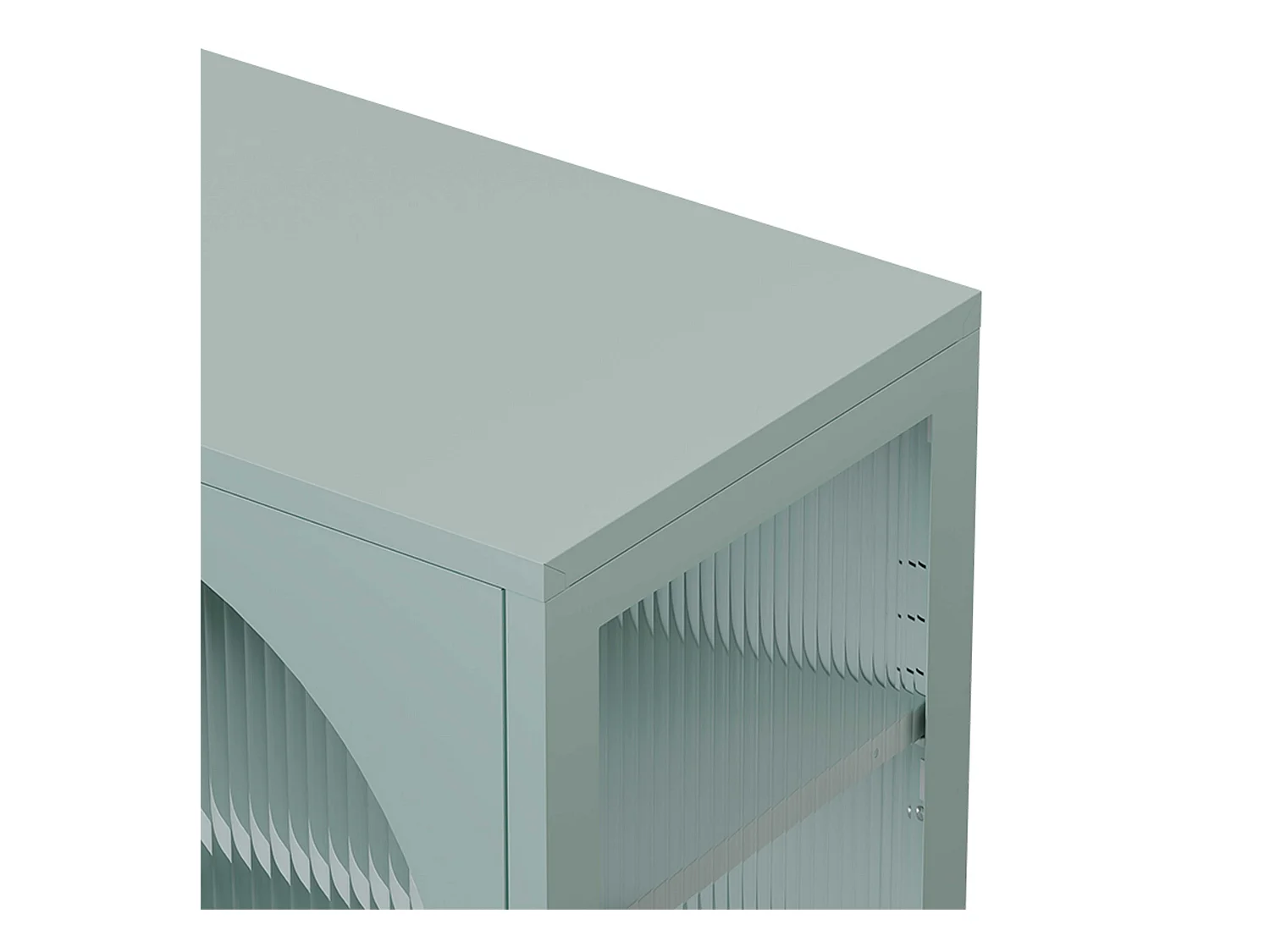 Meuble TV moderne 2 portes L115 cm en métal vert sauge