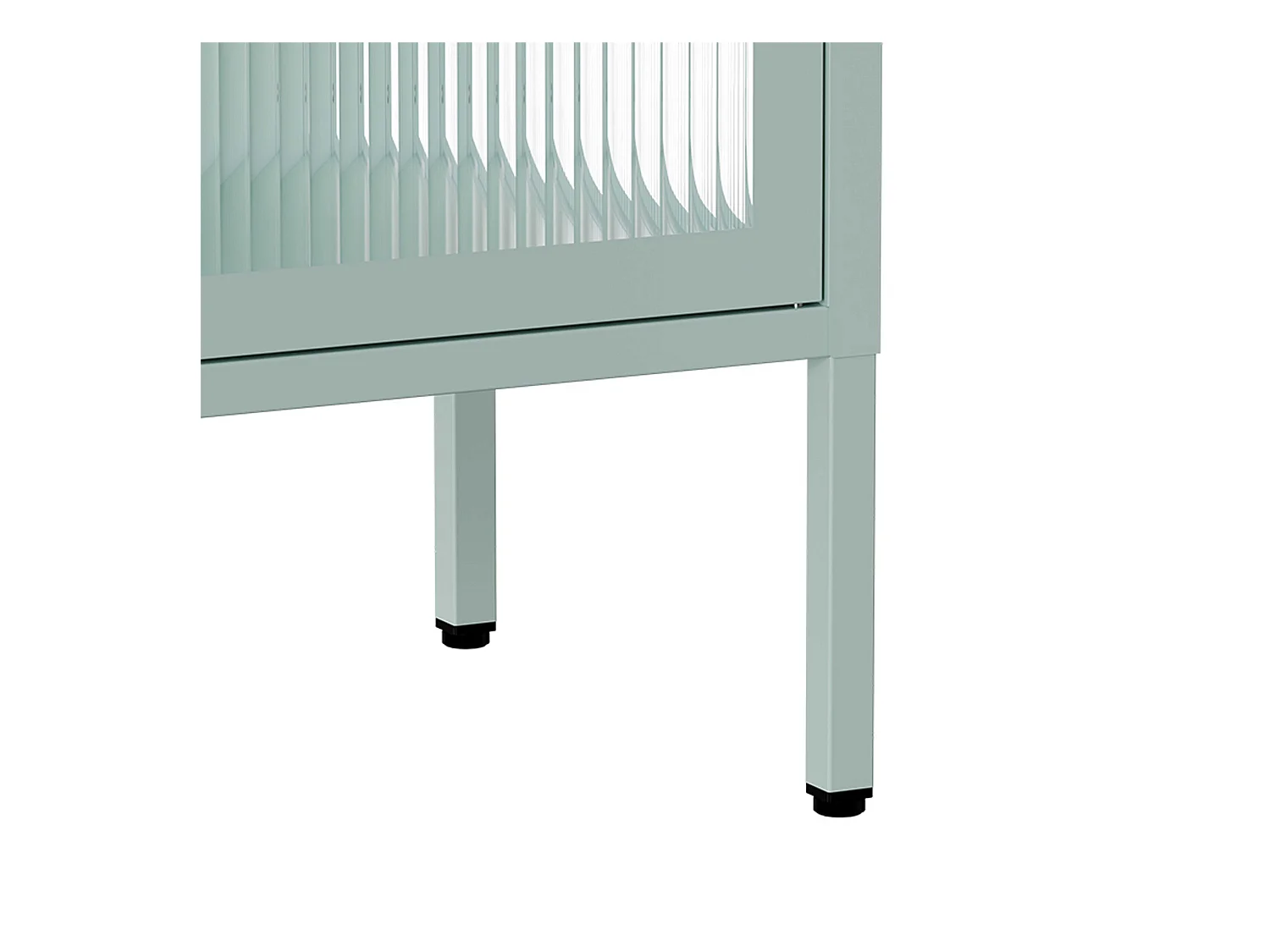 Meuble TV moderne 2 portes L115 cm en métal vert sauge