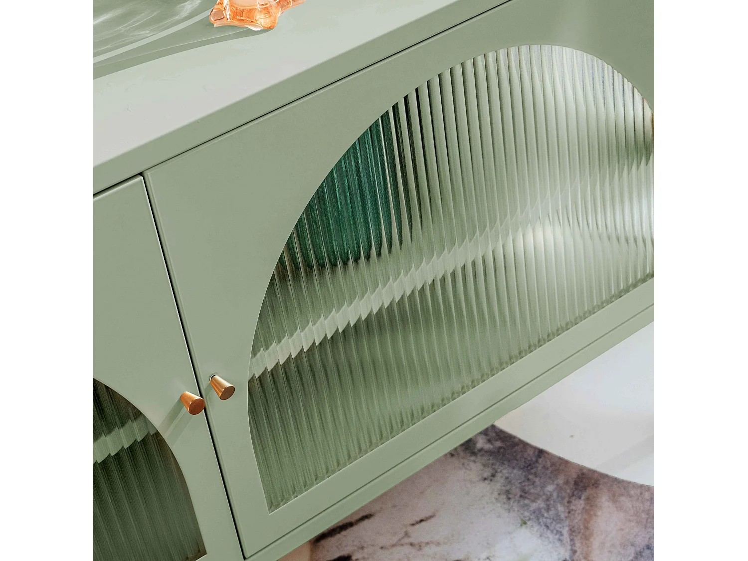 Meuble TV moderne 2 portes L115 cm en métal vert sauge