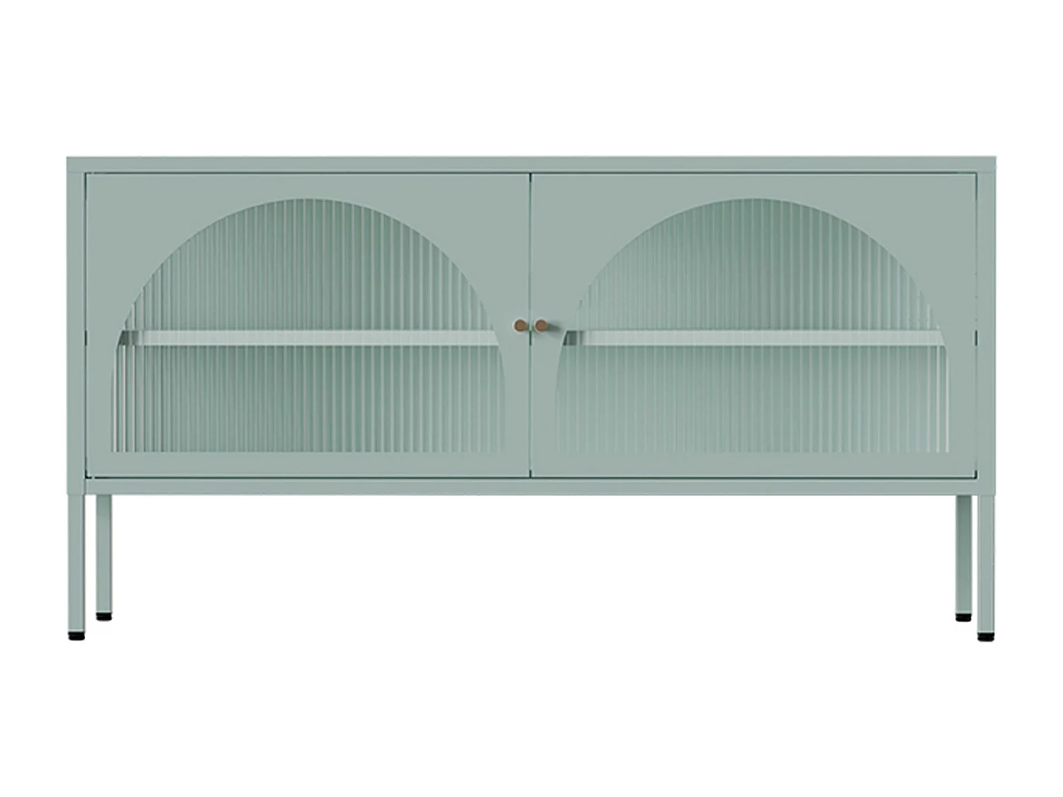 Meuble TV moderne 2 portes L115 cm en métal vert sauge