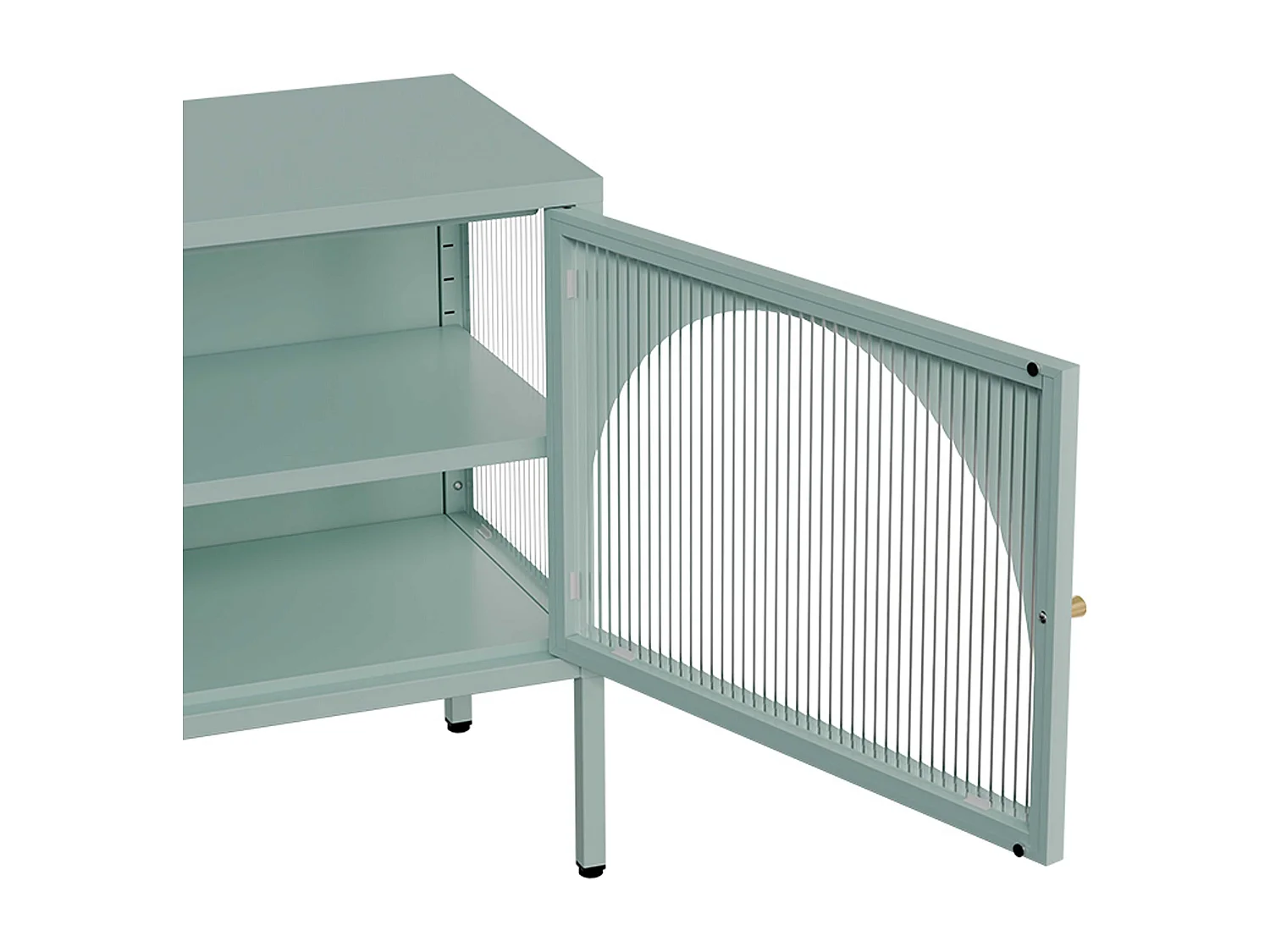 Meuble TV moderne 2 portes L115 cm en métal vert sauge