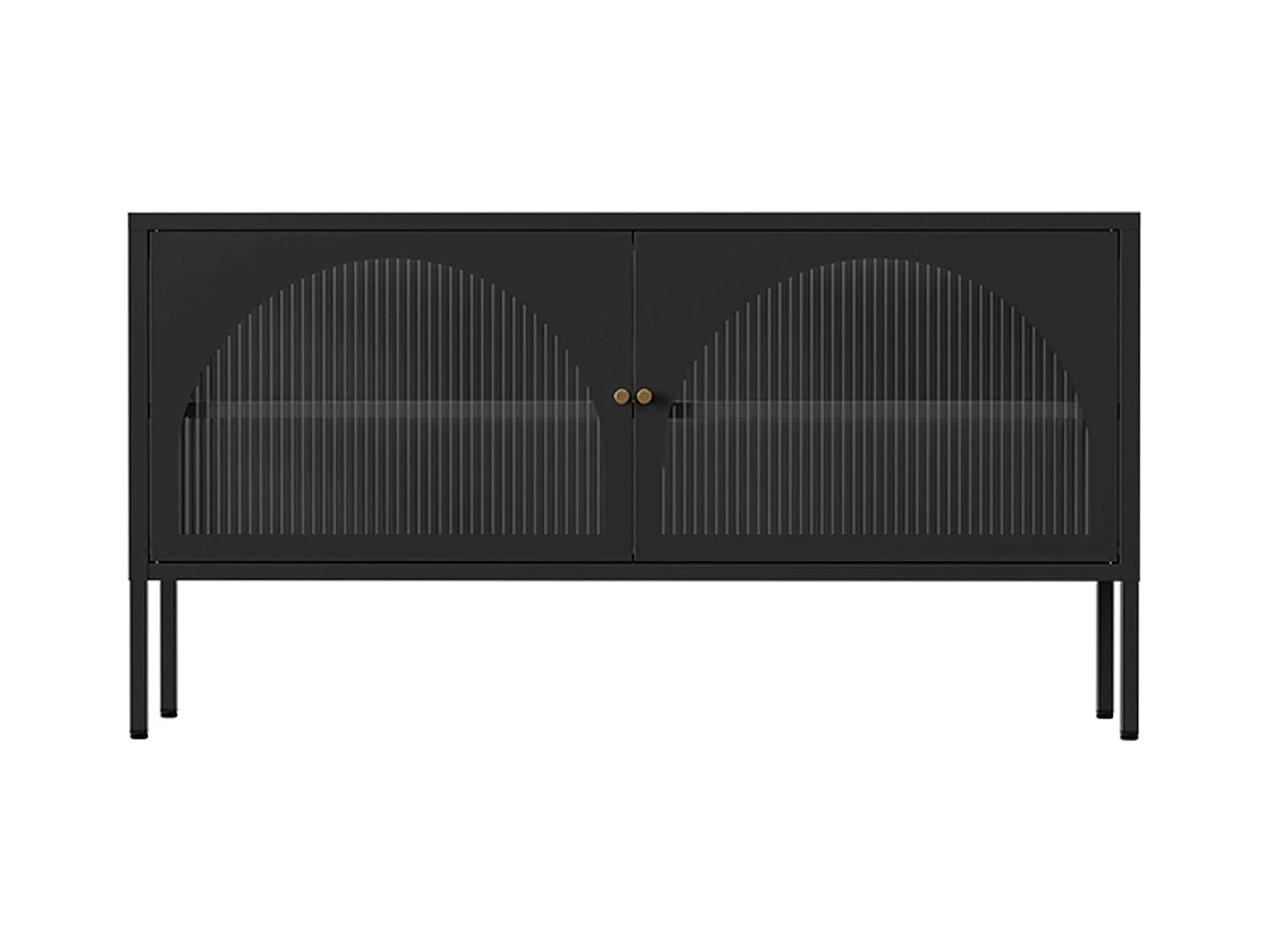 Meuble TV moderne 2 portes L115 cm en métal noir