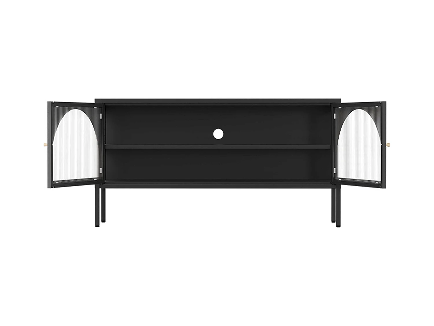 Meuble TV moderne 2 portes L115 cm en métal noir