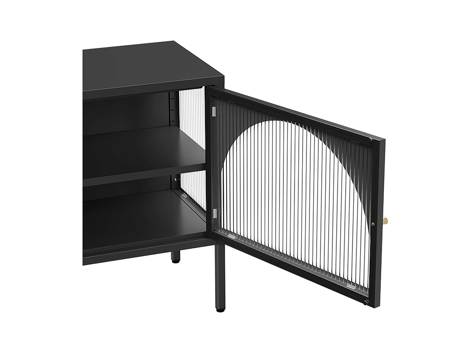 Meuble TV moderne 2 portes L115 cm en métal noir