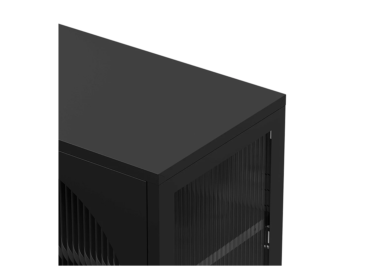 Meuble TV moderne 2 portes L115 cm en métal noir