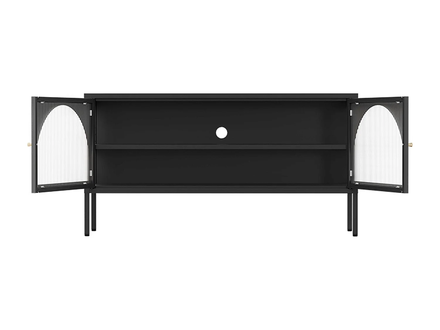 Meuble TV moderne 2 portes L115 cm en métal noir