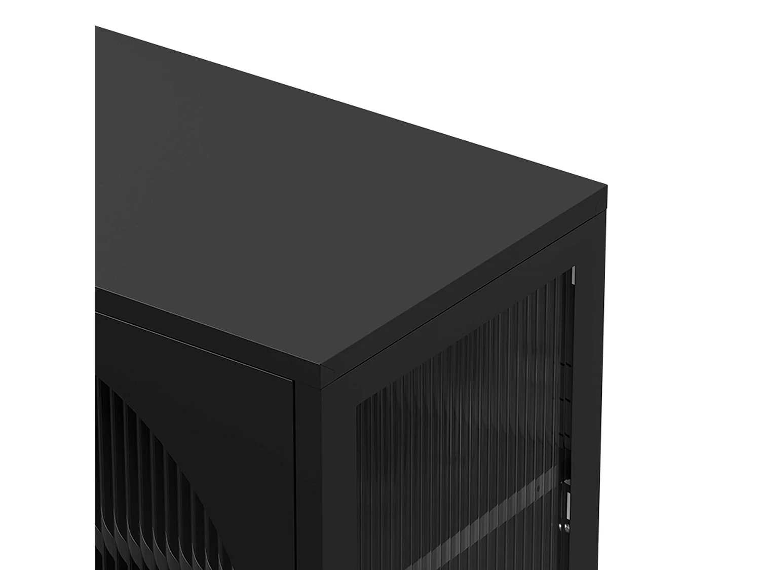 Meuble TV moderne 2 portes L115 cm en métal noir