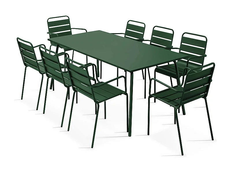 Tuinmeubelset met tafel en 8 stoelen Bosgroen