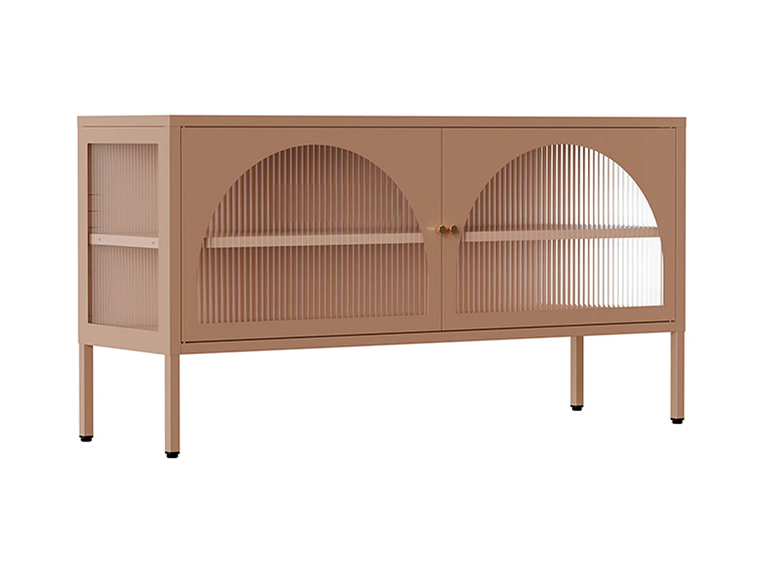 Meuble TV moderne 2 portes L115 cm en métal marron