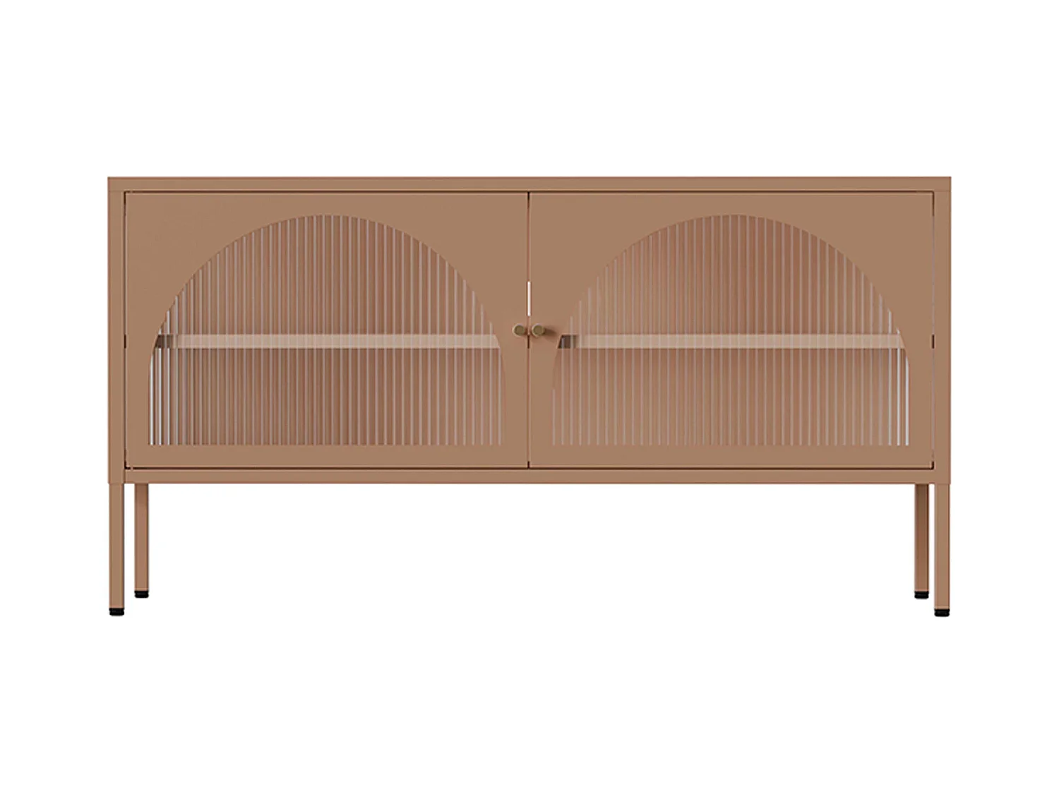 Meuble TV moderne 2 portes L115 cm en métal marron