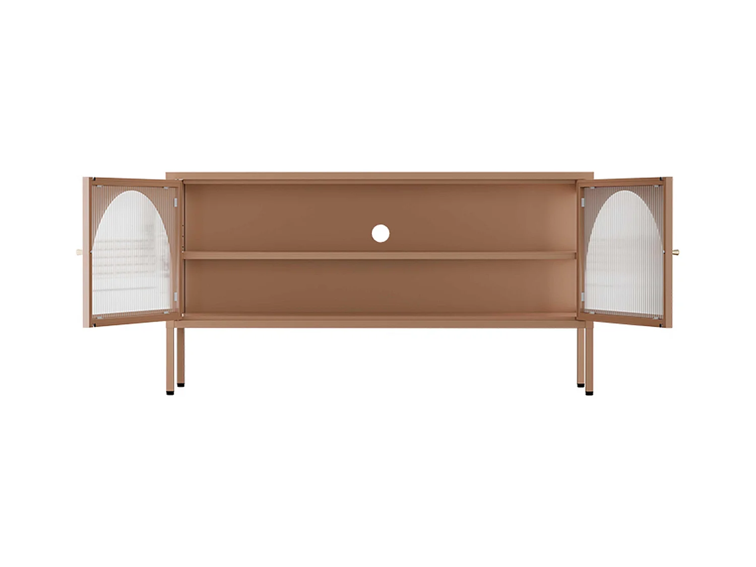 Meuble TV moderne 2 portes L115 cm en métal marron