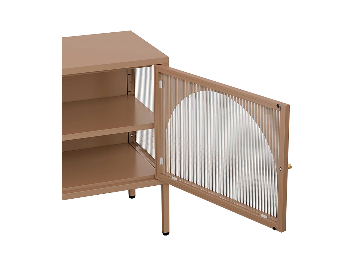 Meuble TV moderne 2 portes L115 cm en métal marron