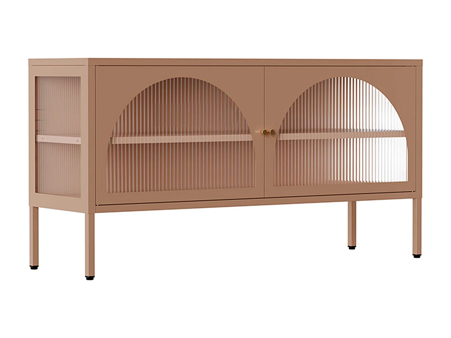 Meuble TV moderne 2 portes L115 cm en métal marron