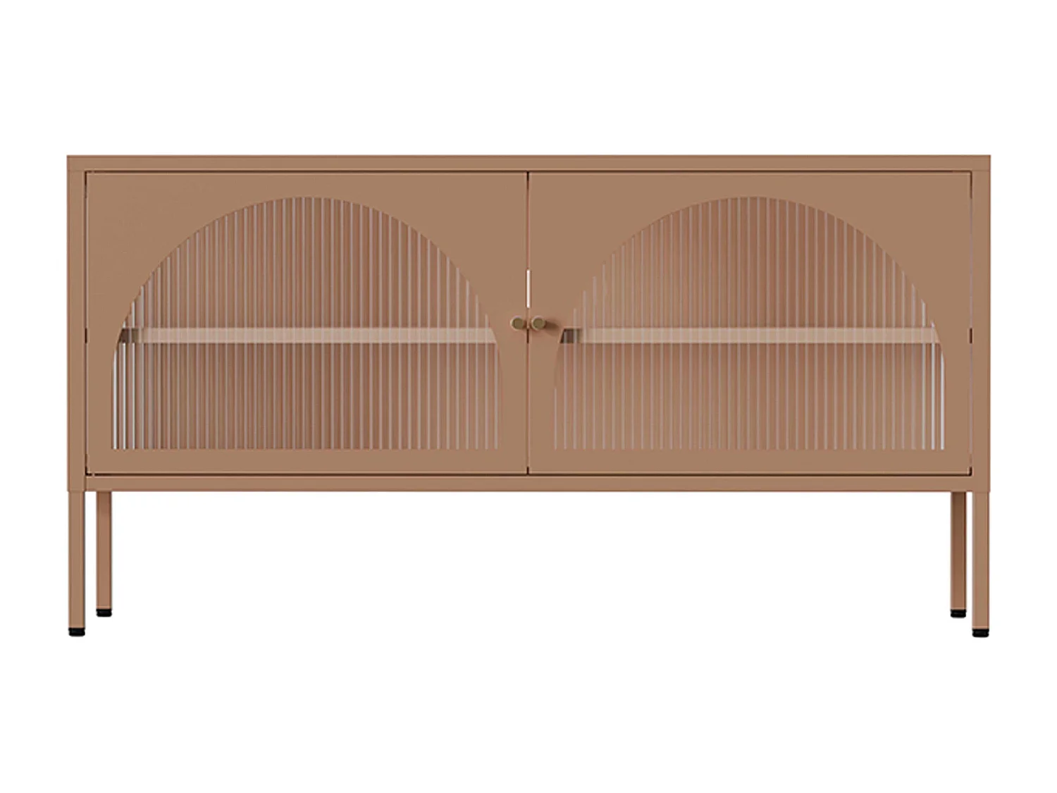 Meuble TV moderne 2 portes L115 cm en métal marron