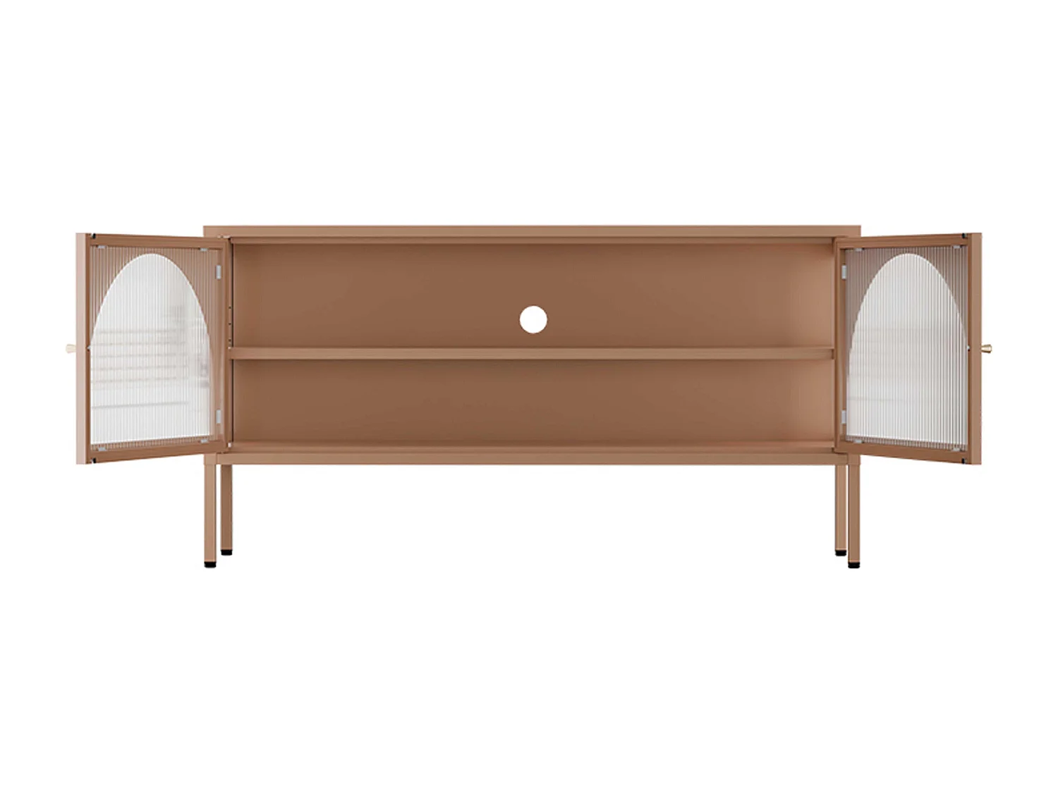 Meuble TV moderne 2 portes L115 cm en métal marron