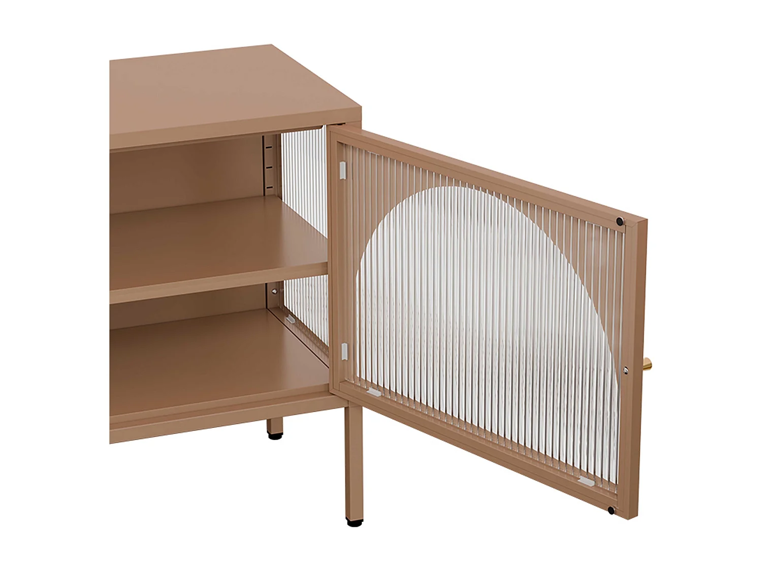 Meuble TV moderne 2 portes L115 cm en métal marron