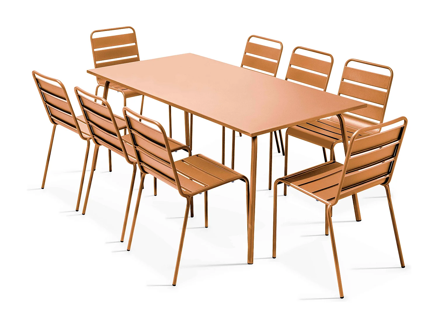 Ensemble table de jardin et 8 chaises en métal Caramel - Palavas