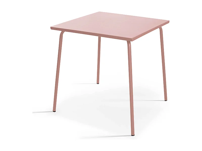 Vierkante tuin tafel van klei metaal roze 70cm