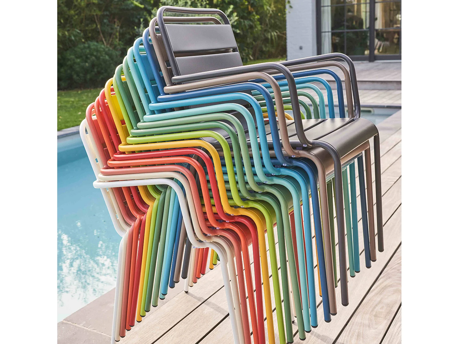 Fauteuil de jardin en métal rose poudré - Palavas