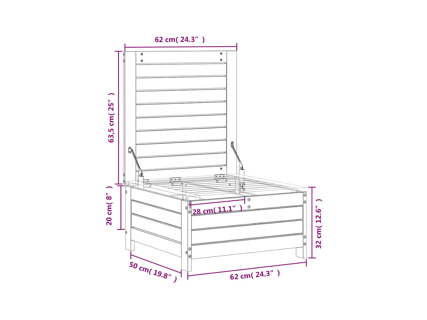 Harper Woods  Repose-pied de jardin 62x63,5x32 cm bois massif de douglas