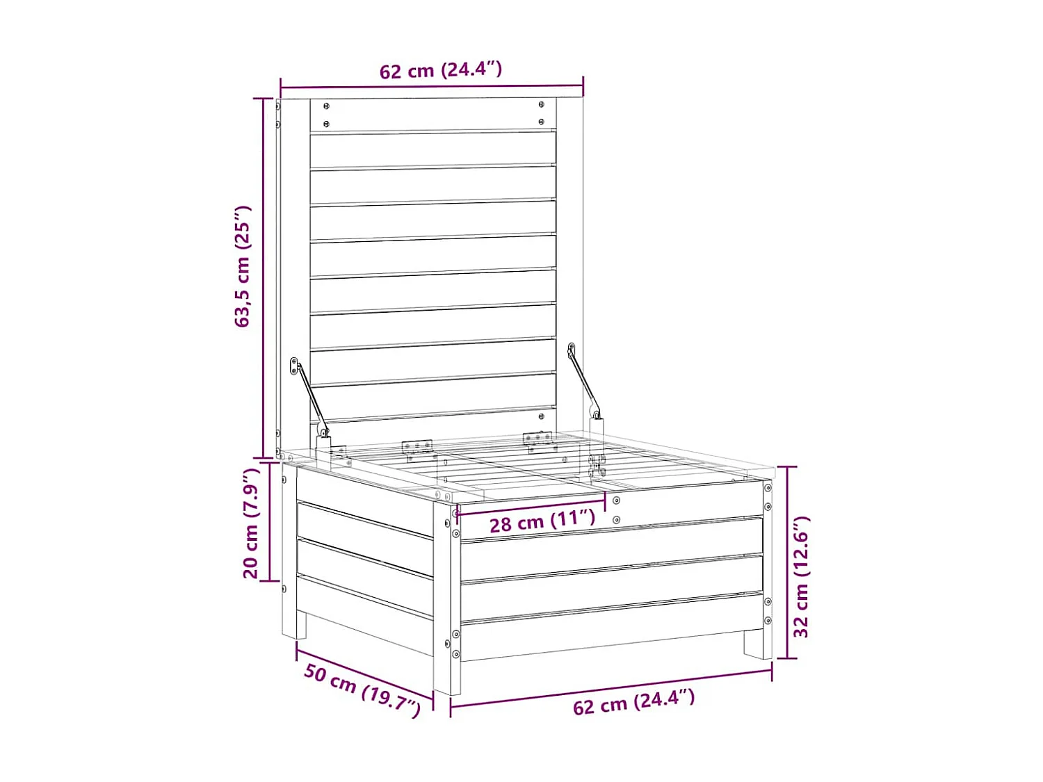 Harper Woods  Repose-pied de jardin 62x63,5x32 cm bois de pin imprégné