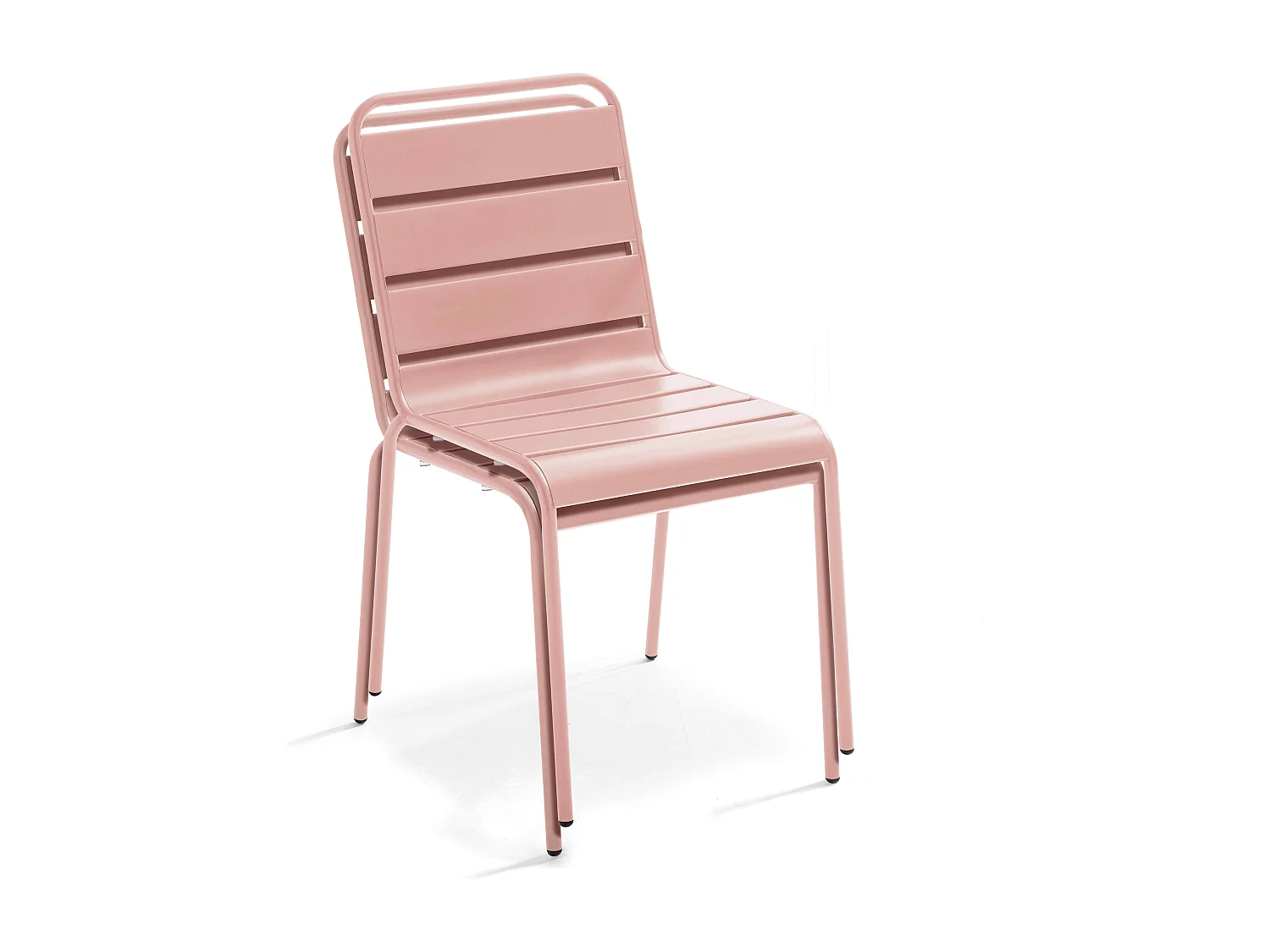 Ensemble table de jardin et 8 chaises en métal gris et rose poudré - Palavas