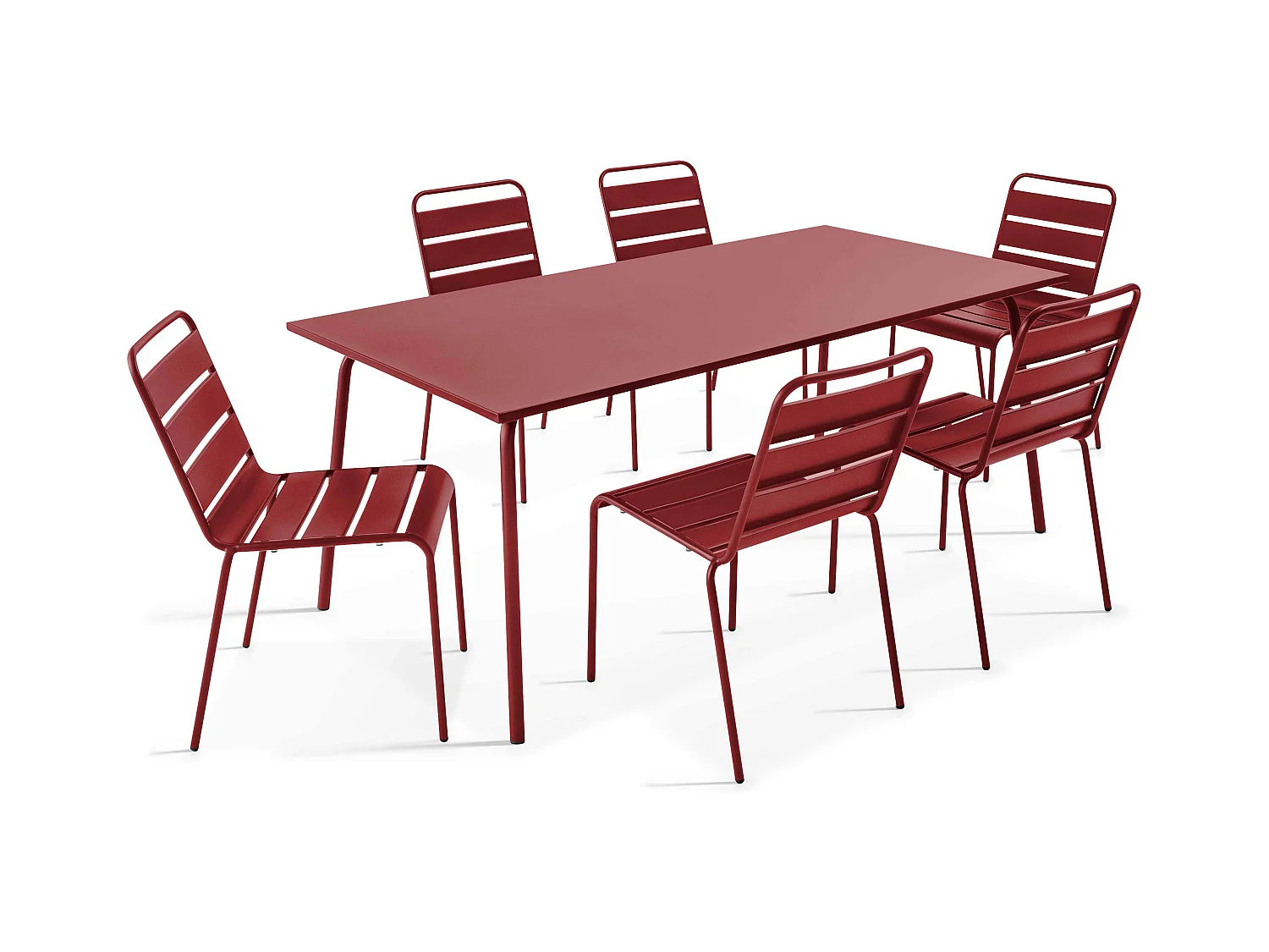 Ensemble table de jardin et 6 chaises en métal pourpre - Palavas