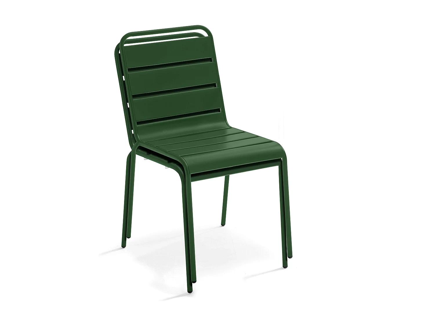 Ensemble table de jardin et 8 chaises en métal gris et vert forêt - Palavas