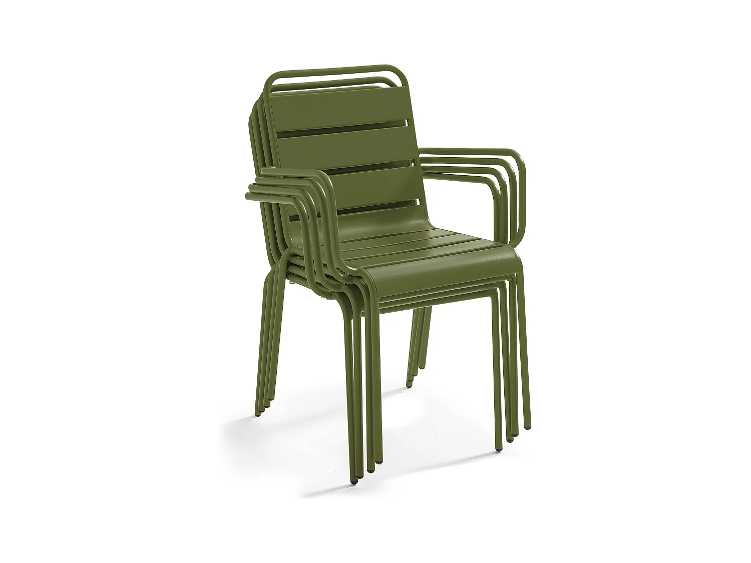 Ensemble table de jardin et 8 fauteuils en métal Vert Kaki - Palavas
