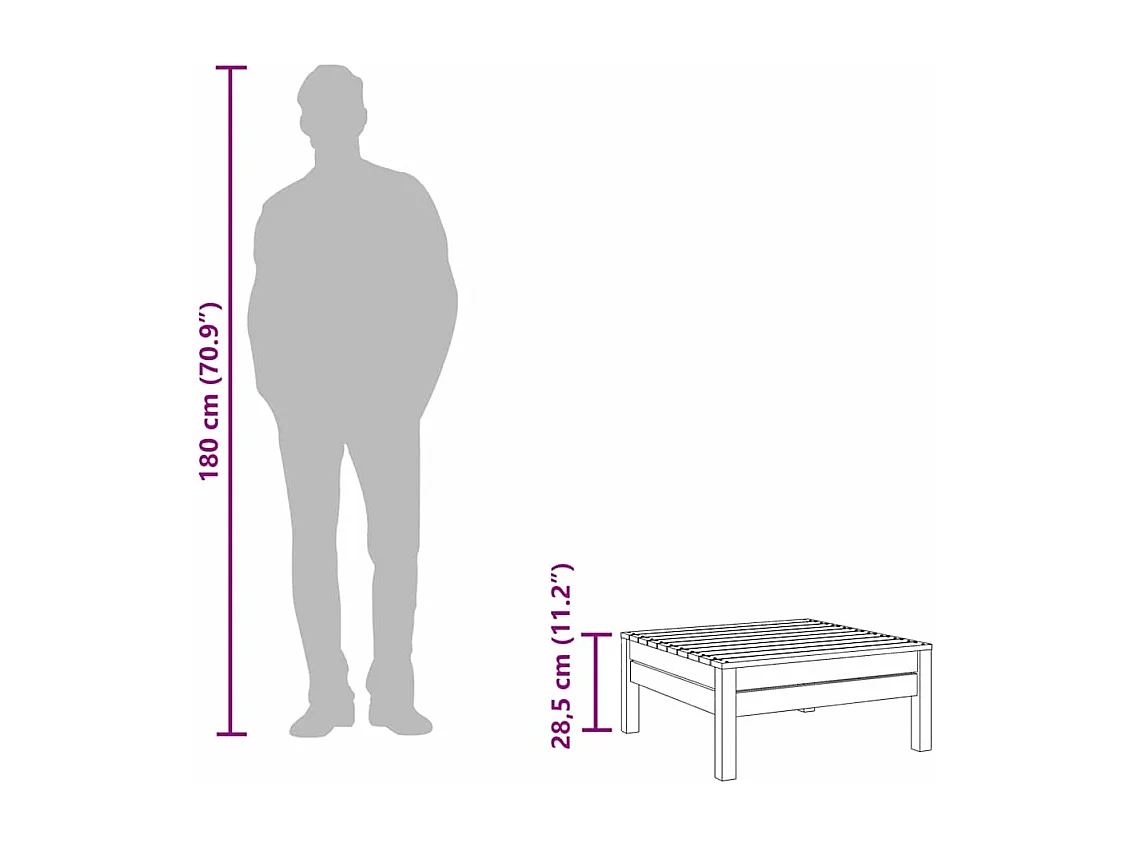 Lenny  Repose-pied de jardin bois de pin imprégné