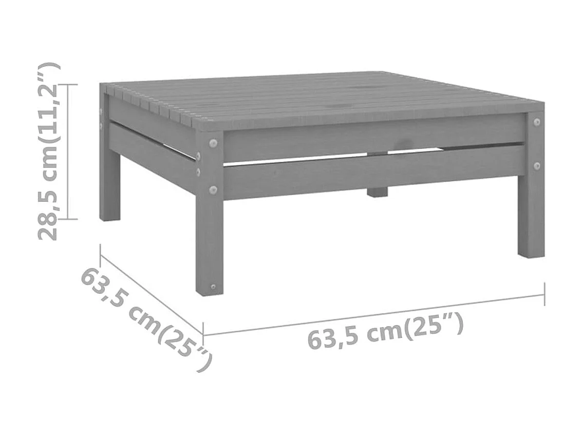 Lenny  Repose-pied de jardin gris bois de pin massif