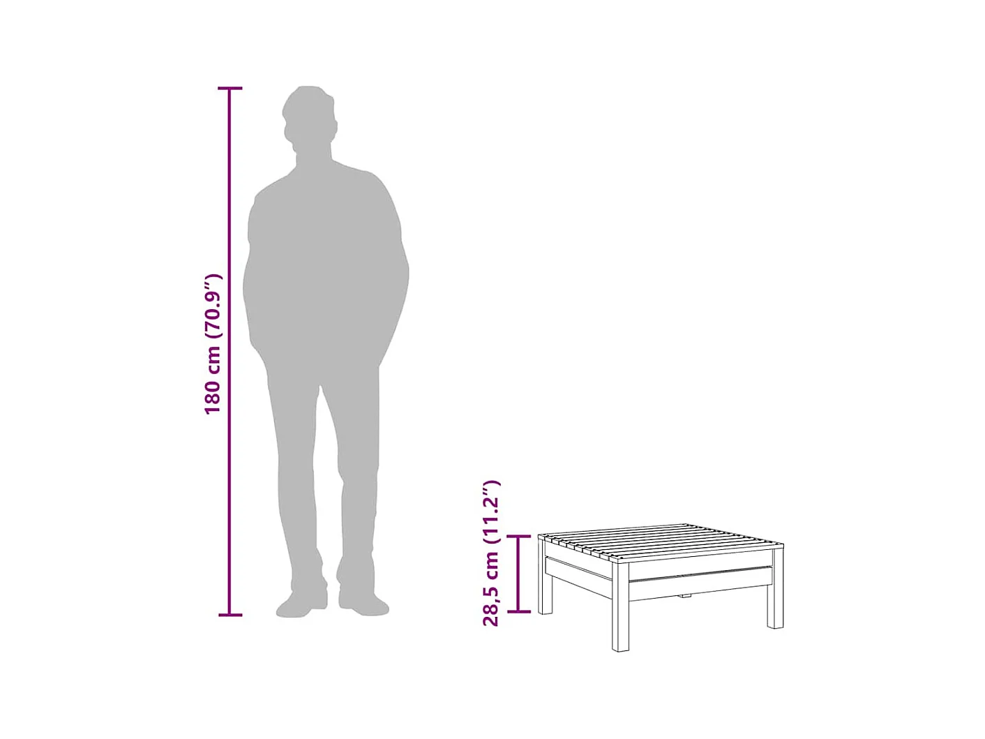 Lenny  Tuinvoetenbank massief grenenhout grijs