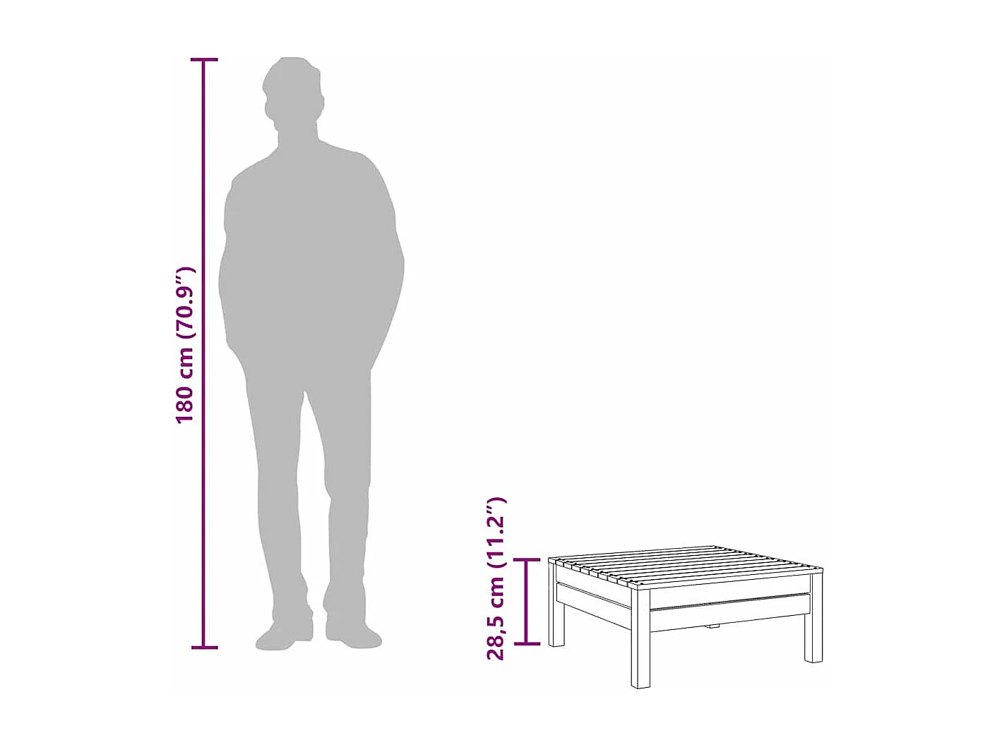 Lenny  Repose-pied de jardin bois de pin massif