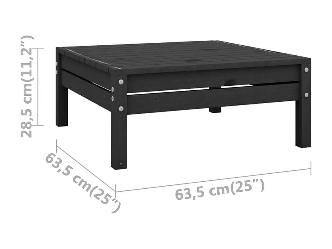 Lenny  Repose-pied de jardin noir bois de pin massif