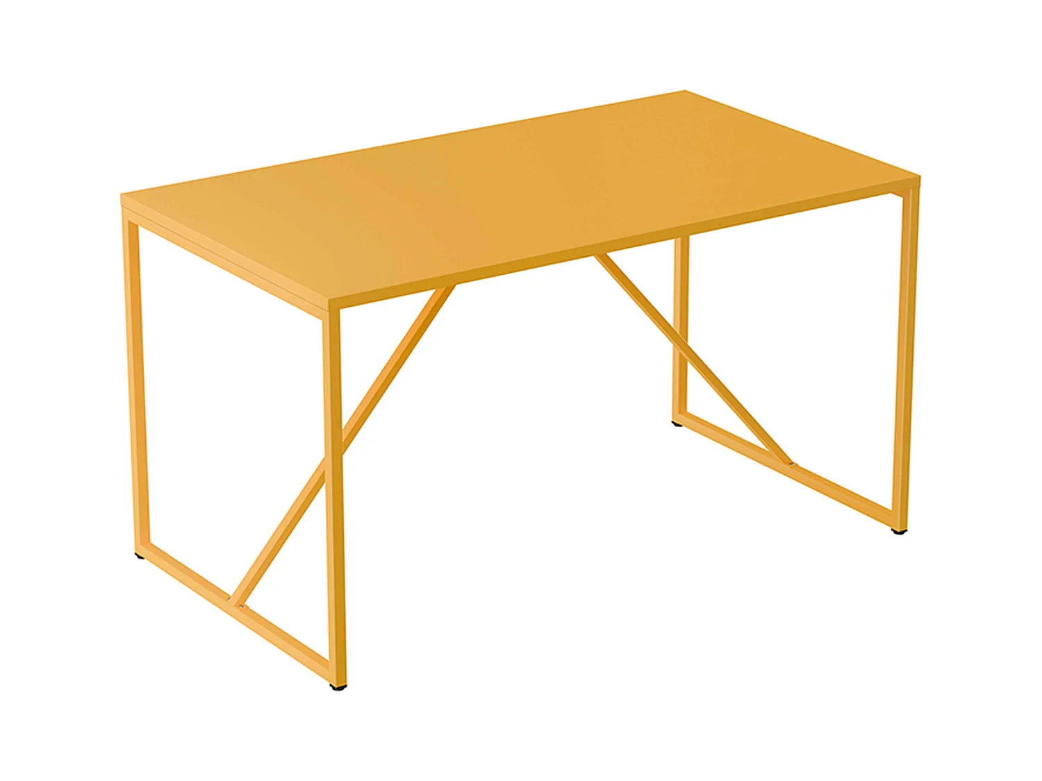 Table à manger rectangulaire 4 places en acier jaune