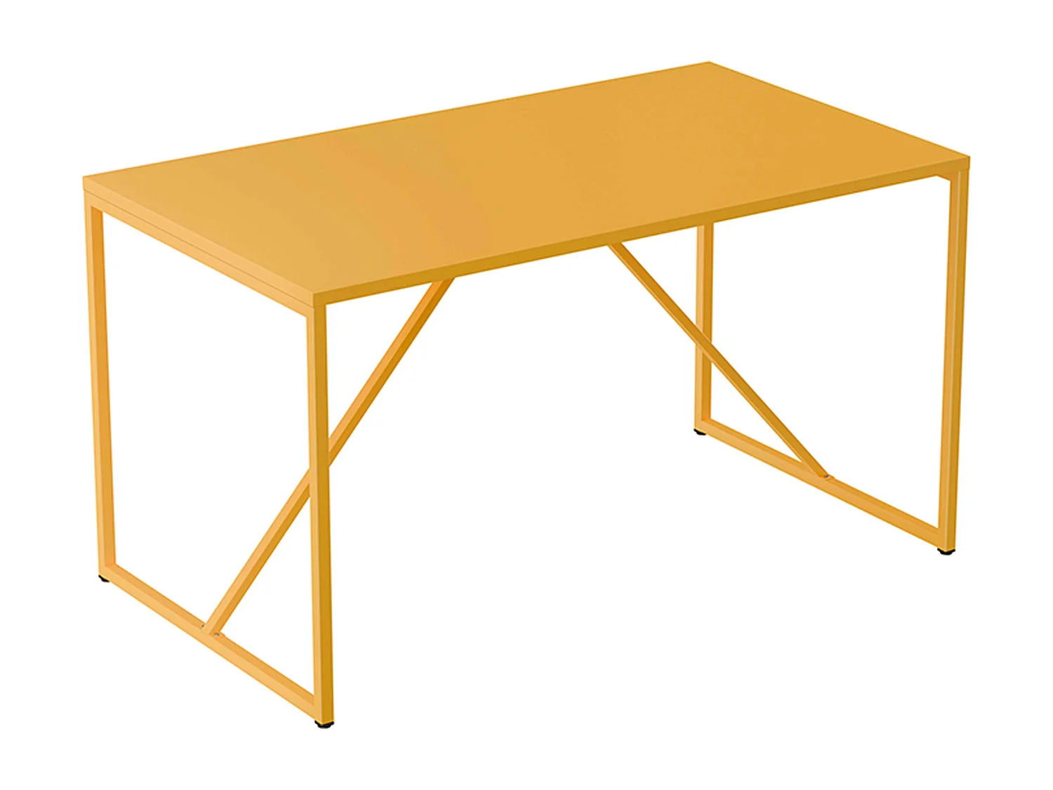 Table à manger rectangulaire 4 places en acier jaune