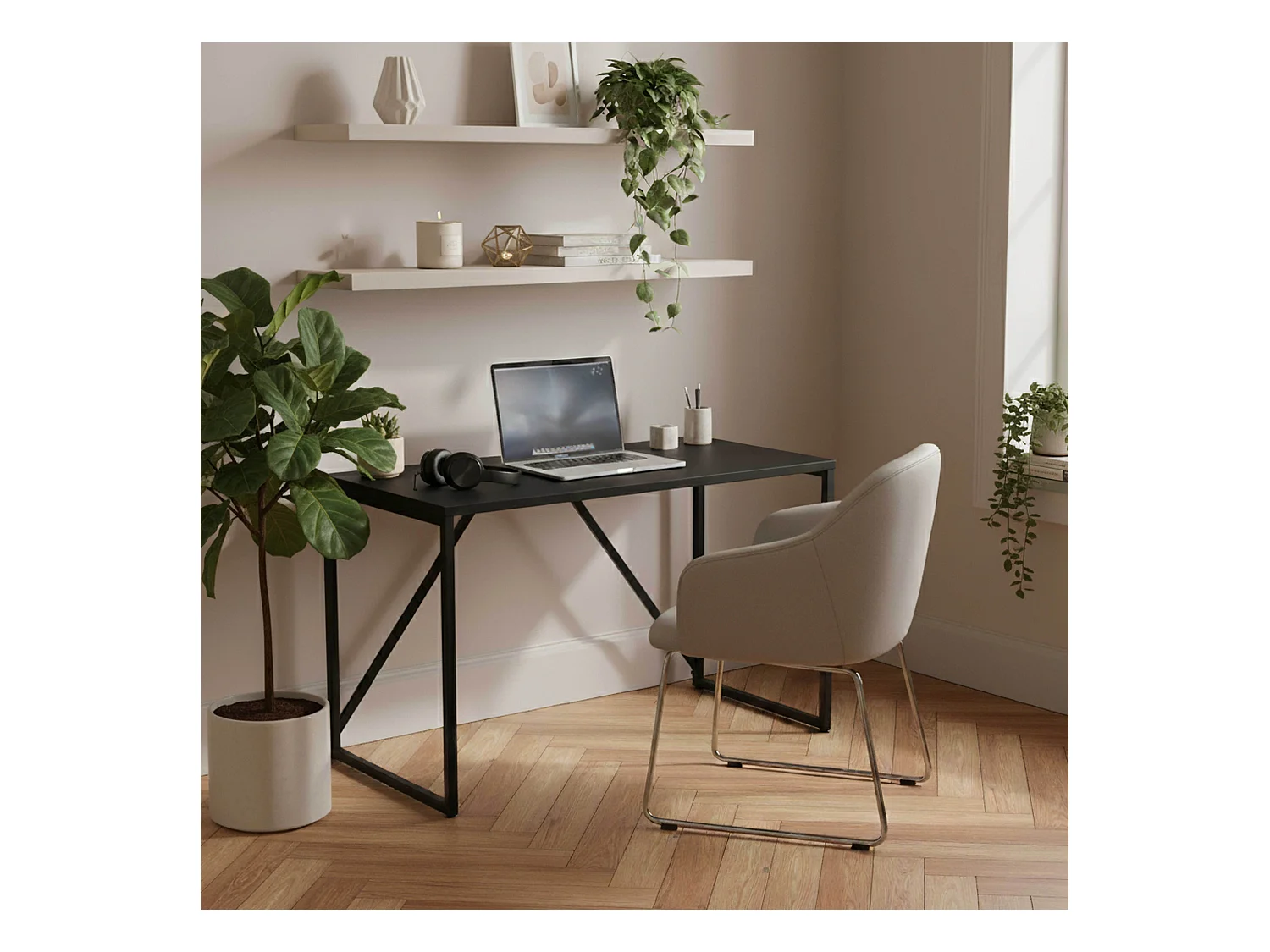 Modern bureau L120 cm van zwart metaal