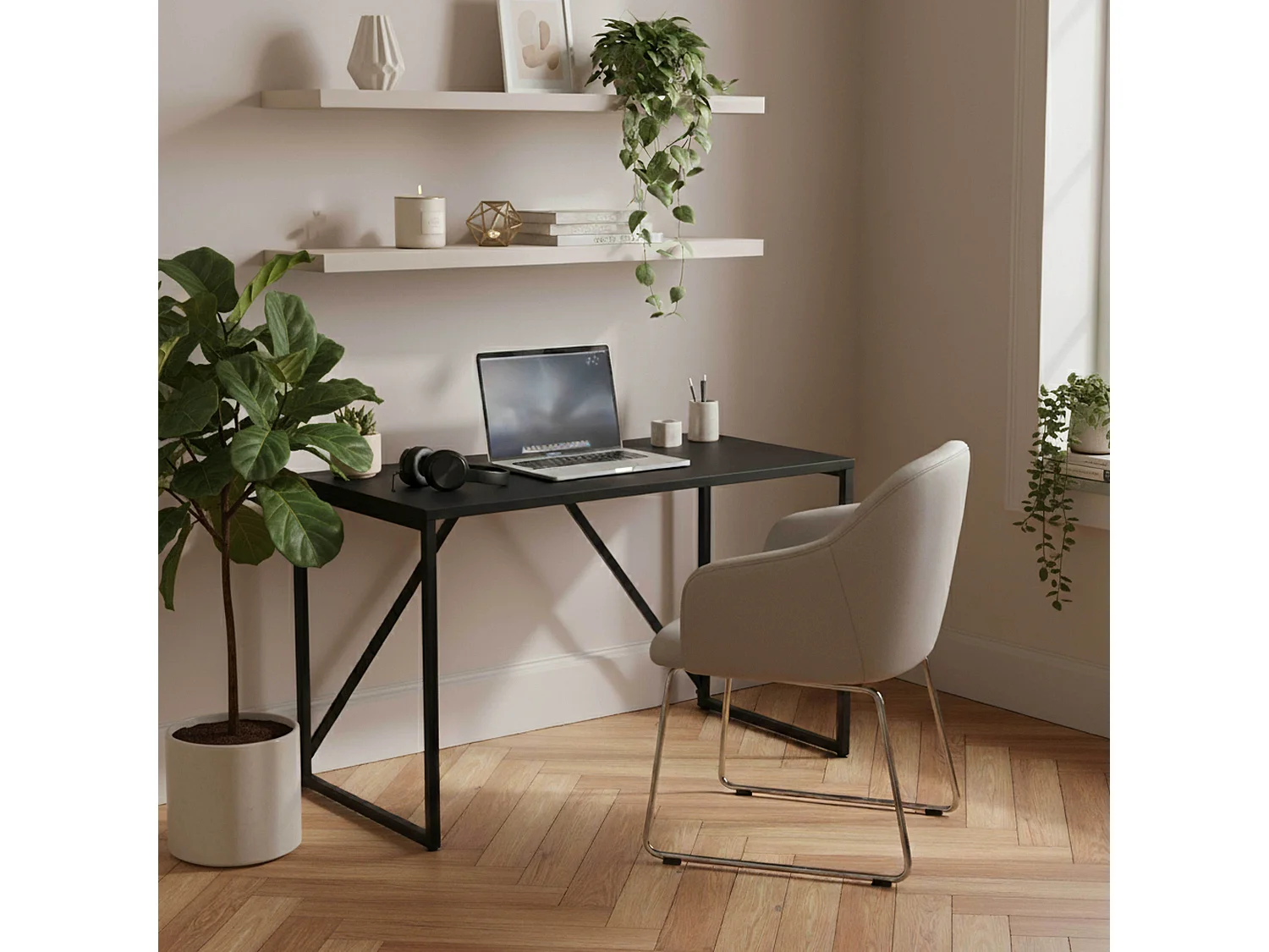 Bureau moderne L120 cm en métal noir