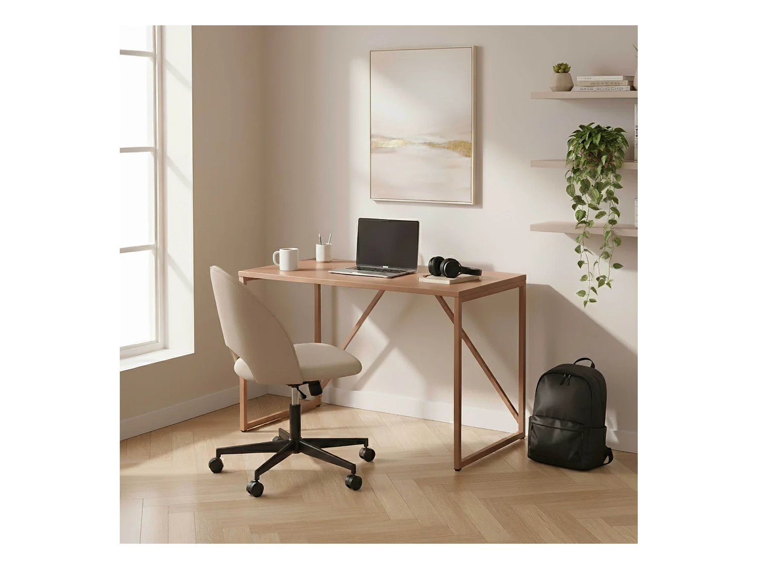 Modern bureau L120 cm van bruin metaal