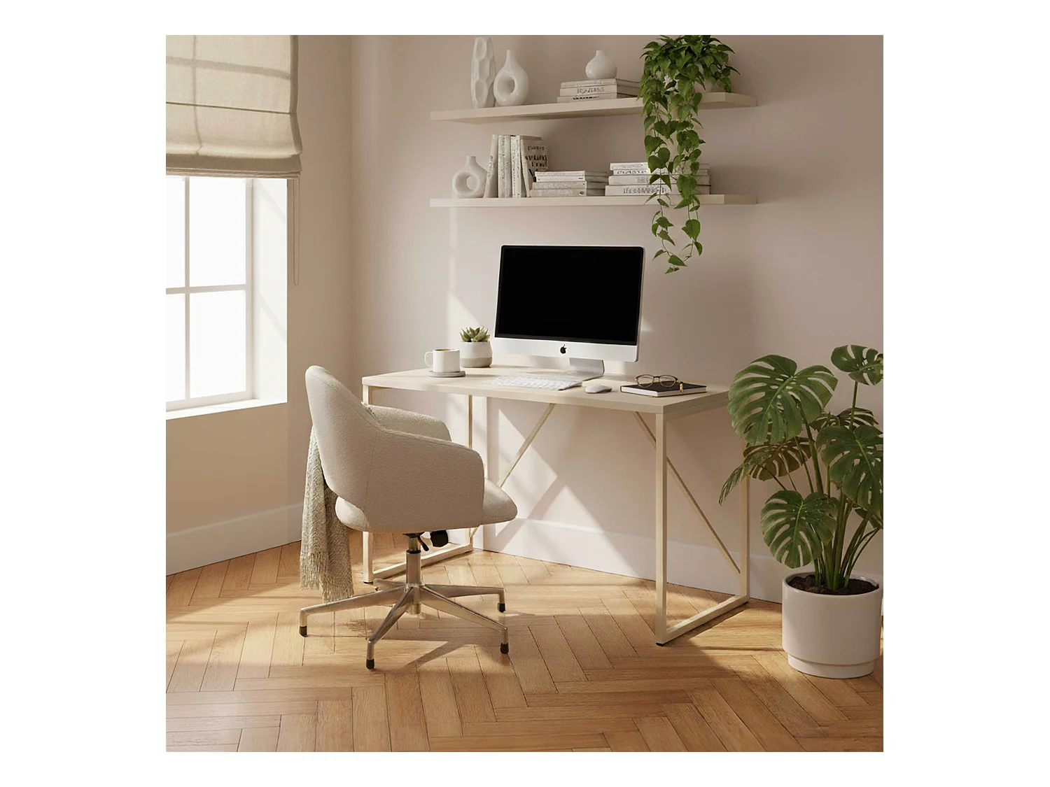 Modern bureau L120 cm van ecru metaal
