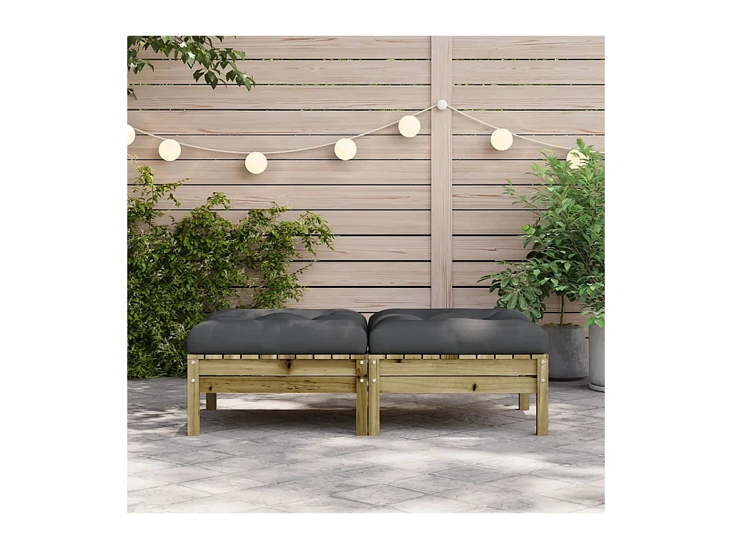 Sparks  Repose-pieds de jardin avec coussins 2 pcs bois de pin imprégné