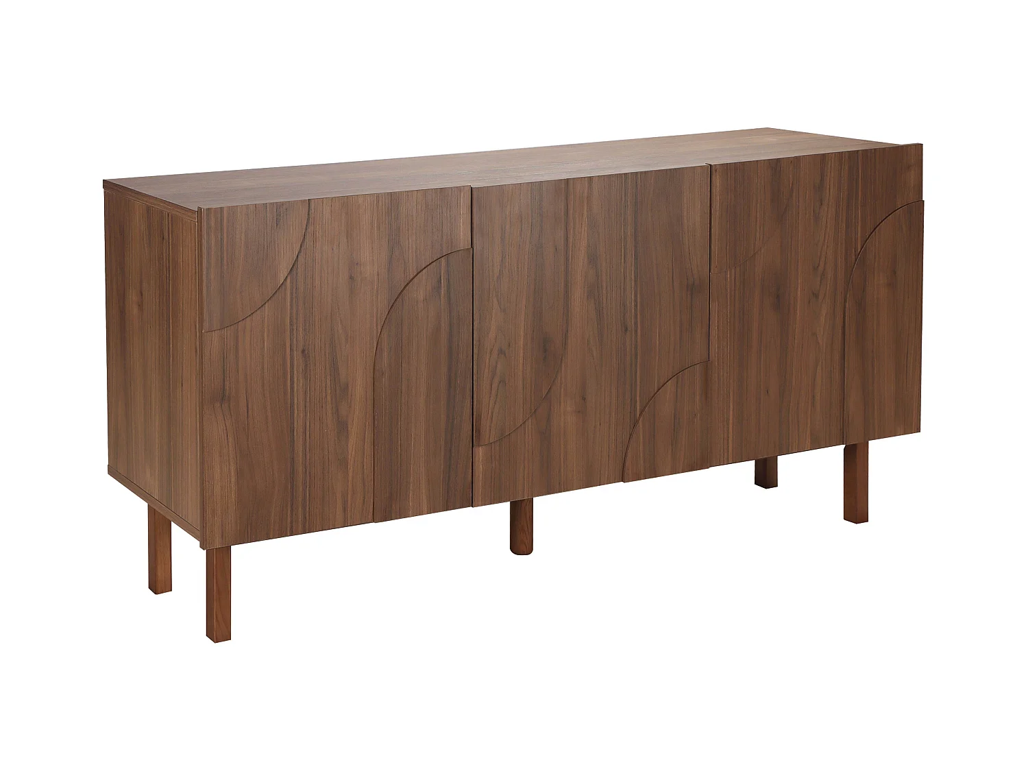 Buffet 3 portes en mélaminé 160 cm effet bois foncé