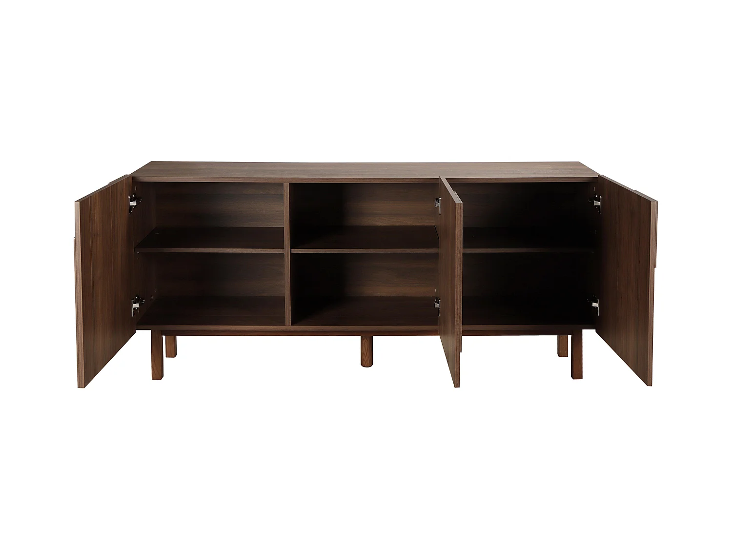 Buffet 3 portes en mélaminé 160 cm effet bois foncé