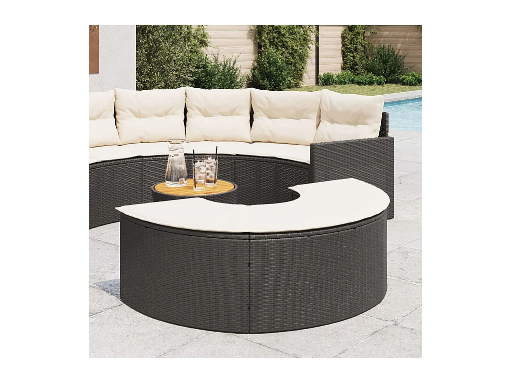 Jean-François-Paul  Tabouret de jardin avec coussin noir résine tressée