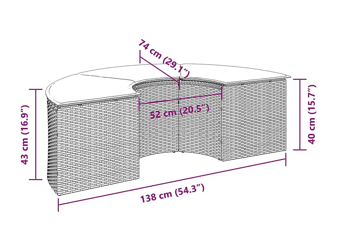 Jean-François-Paul  Tabouret de jardin avec coussin noir résine tressée