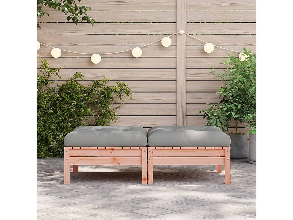 Sparks  Repose-pieds de jardin avec coussins 2 pcs bois massif douglas