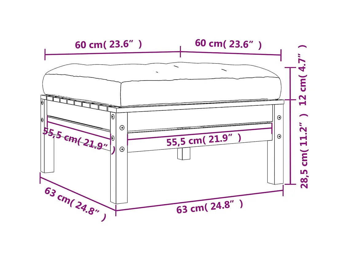 Sparks  Repose-pied de jardin avec coussin bois massif de pin