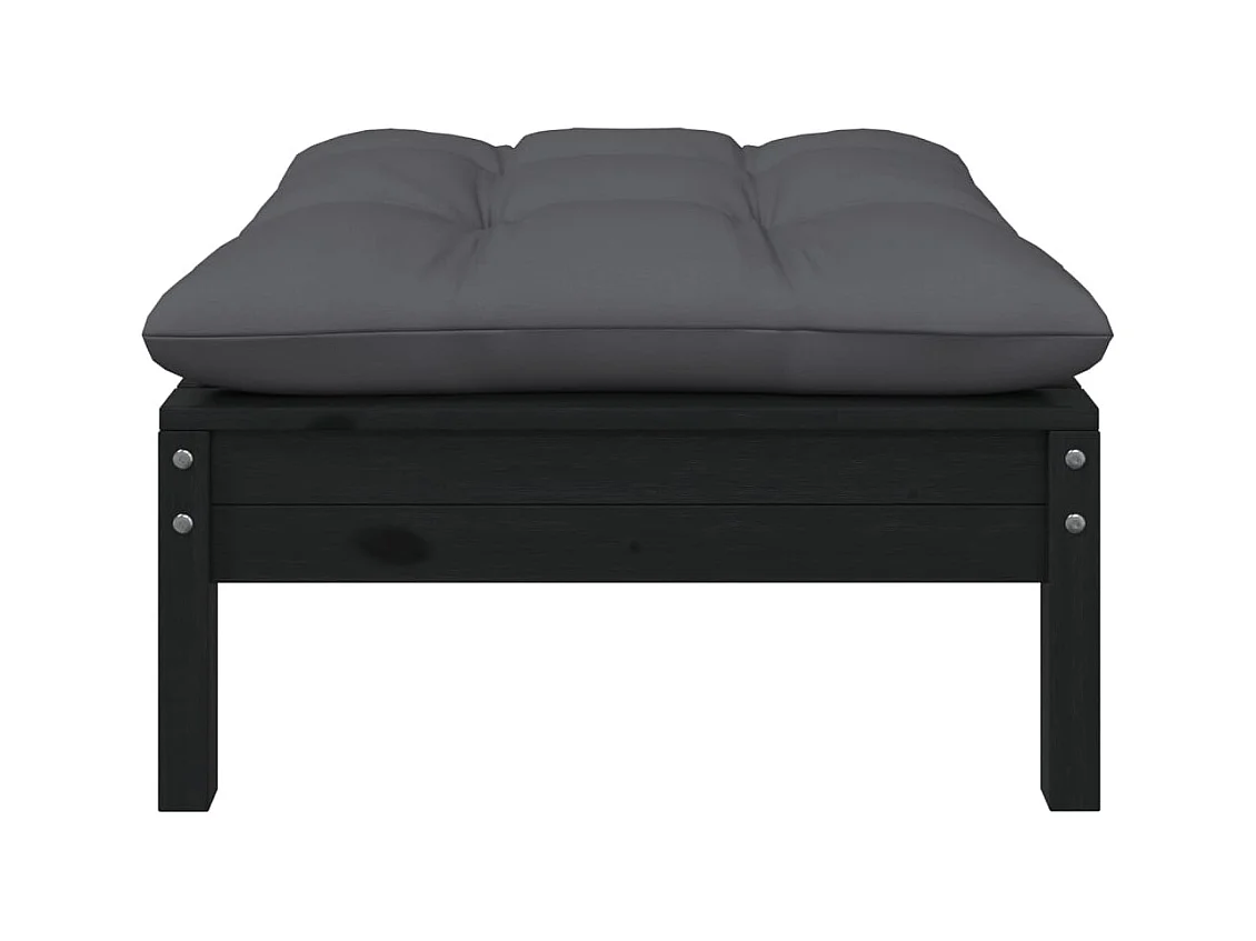 Sparks  Repose-pied de jardin avec coussin anthracite Bois de pin Noir