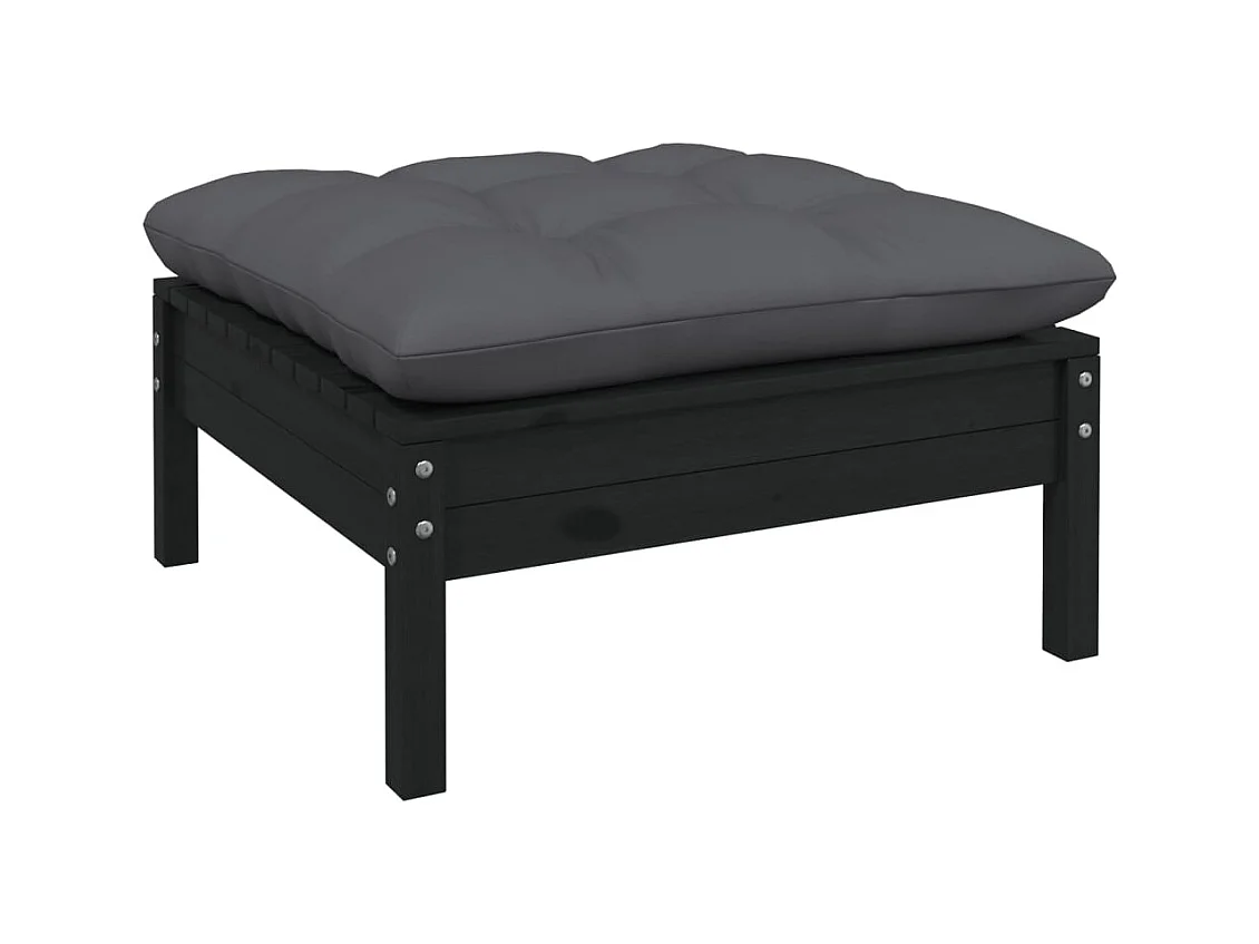 Sparks  Repose-pied de jardin avec coussin anthracite Bois de pin Noir