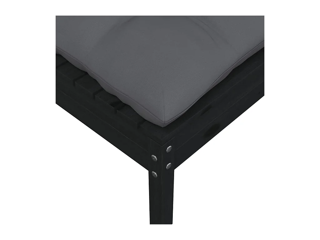 Sparks  Repose-pied de jardin avec coussin anthracite Bois de pin Noir